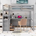 thumbnail image 1 of EUROCO Full Size Loft Bed with Desk and Shelf, Gray, 1 of 12