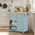 thumbnail image 1 of EUROCO Kitchen Islands with Storage, Kitchen Island on Wheels with Solid wood Countertop, 3 Adjustable Shelves, Spice Rack,Towel Rack and 2 Drawers for Kitchen Dining Rooms Living Rooms, Grey Blue, 1 of 6
