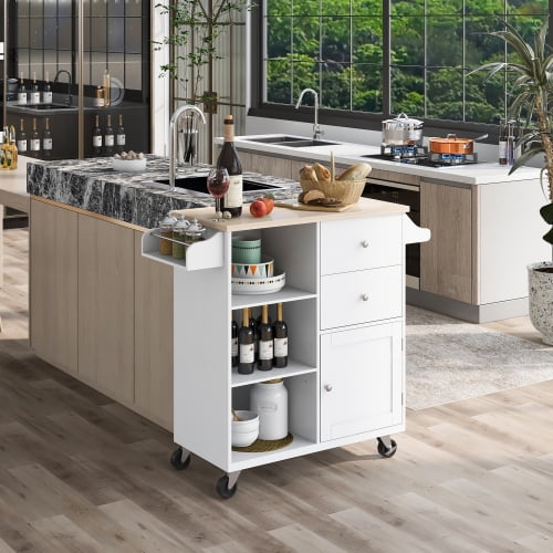 EUROCO Kitchen Islands with Storage, Kitchen Island on Wheels with