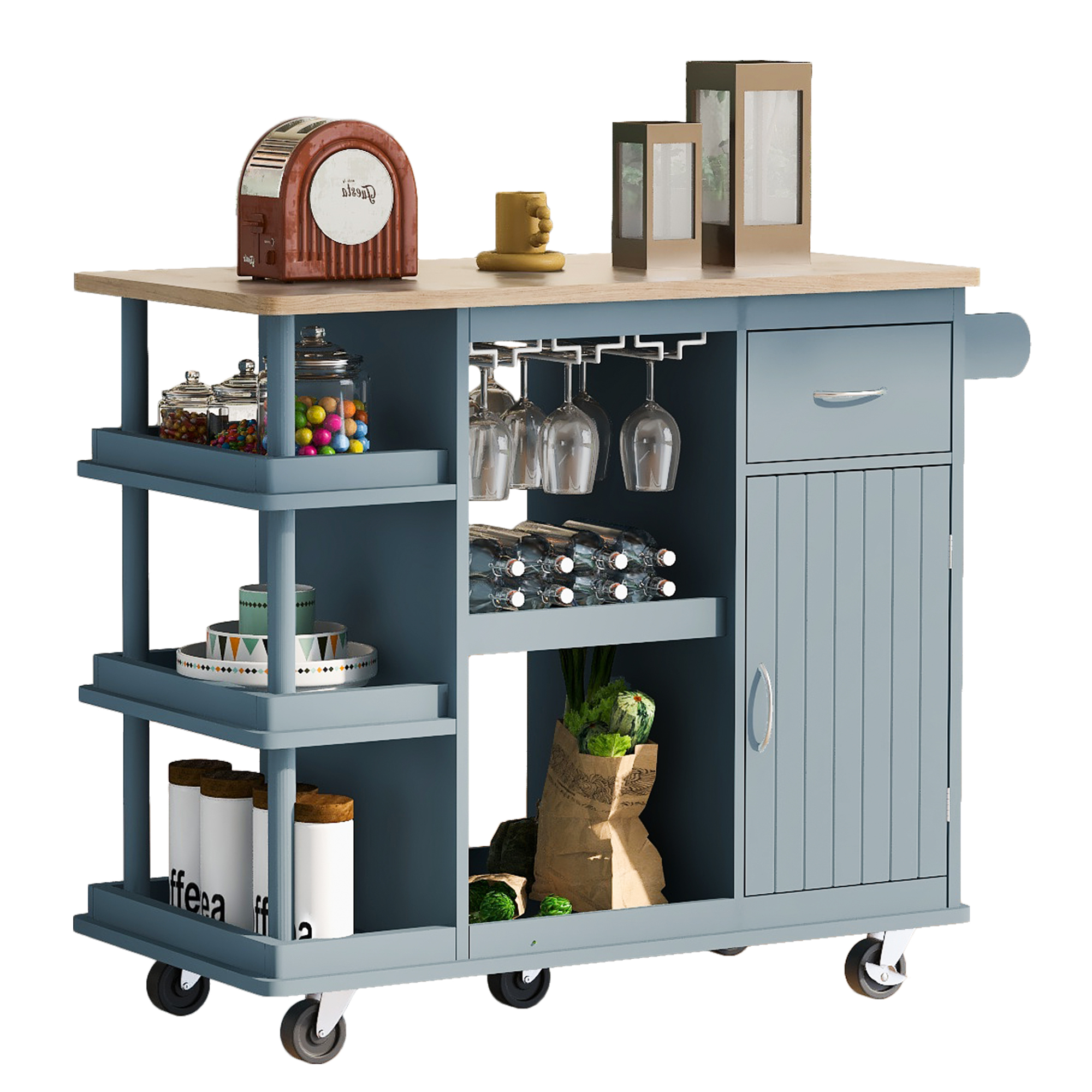 EUROCO Kitchen Islands with Storage,Kitchen islands cart with Adjustable Shelves,Side Storage
