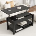 thumbnail image 1 of EUROCO Lift Top Coffee Table  Multi-Functional Coffee Table Dining Table with Open Shelves, Large Storage, Wood Lift Tabletop for Living Room, Home Office, Black, 1 of 9