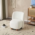 thumbnail image 1 of EUROCO Low-Back Armless Accent Chair,Modern Upholstered Living Room Chair with Skin-Friendly Upholstery and Exquisite Round Pine Wood Feet, Suitable for Small Living Spaces,Balcony and Bedroom,White, 1 of 7