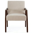 thumbnail image 1 of EUROCO Minimalist Lounge Arm Chair with White Upholstery and Solid Wood Frame,Reading Armchair for Bedroom Sunroom,White, 1 of 4