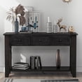 thumbnail image 1 of EUROCO Modern Sofa Console Table, Storage Foyer Table Cabinet with Bottom Open Shelf，3 Drawers, pine wood, and 4 solid legs for Living Room Entryway,Black, 1 of 7