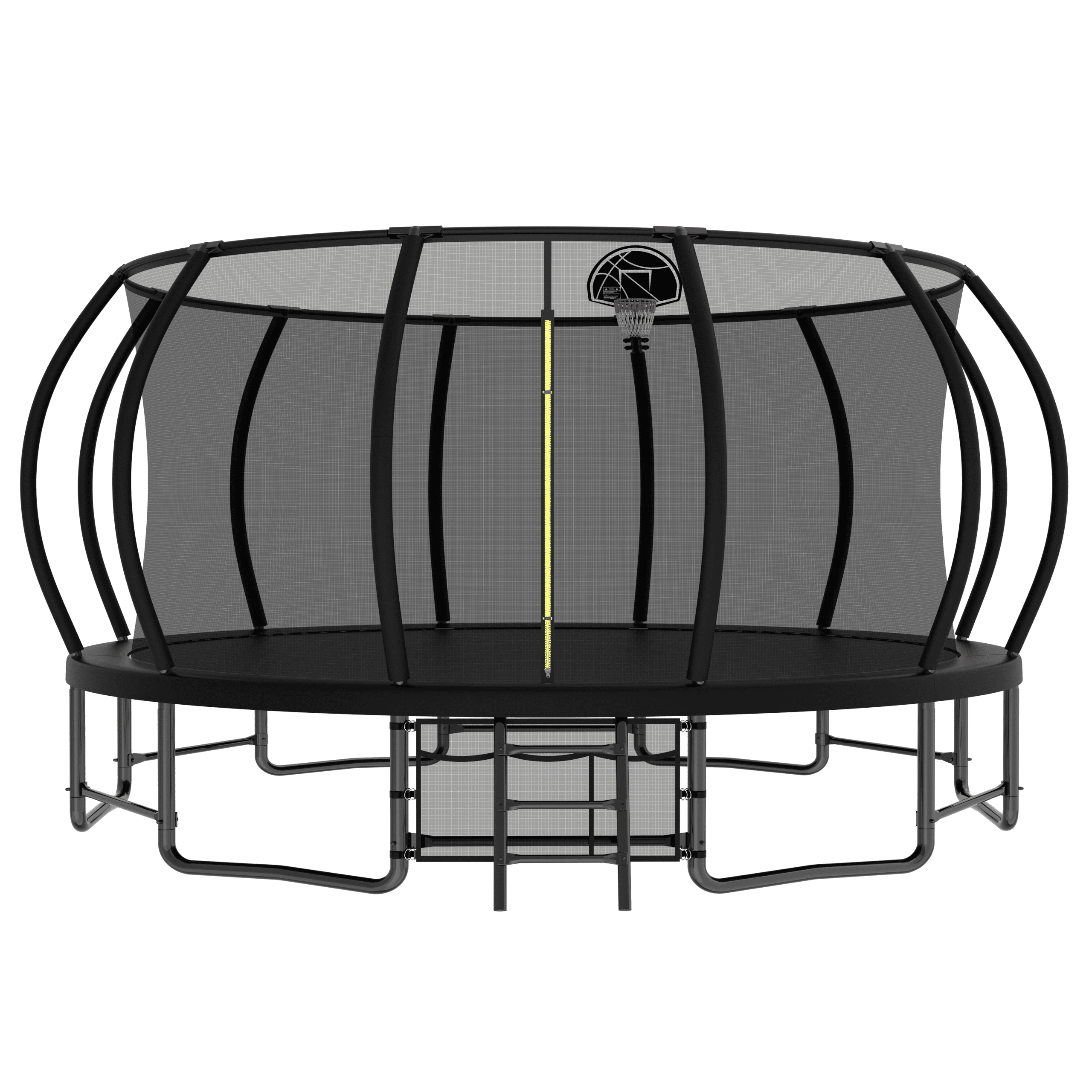 EUROCO Outdoor Trampoline with Basketball Hoop & Three-Step Stairs, 10FT 12FT 14FT 15FT 16FT Trampoline for Adults and Kids