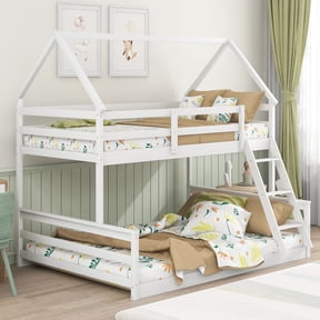 Euroco Metal L-Shaped Twin over Full Bunk and Twin Loft Bed with Desk ...