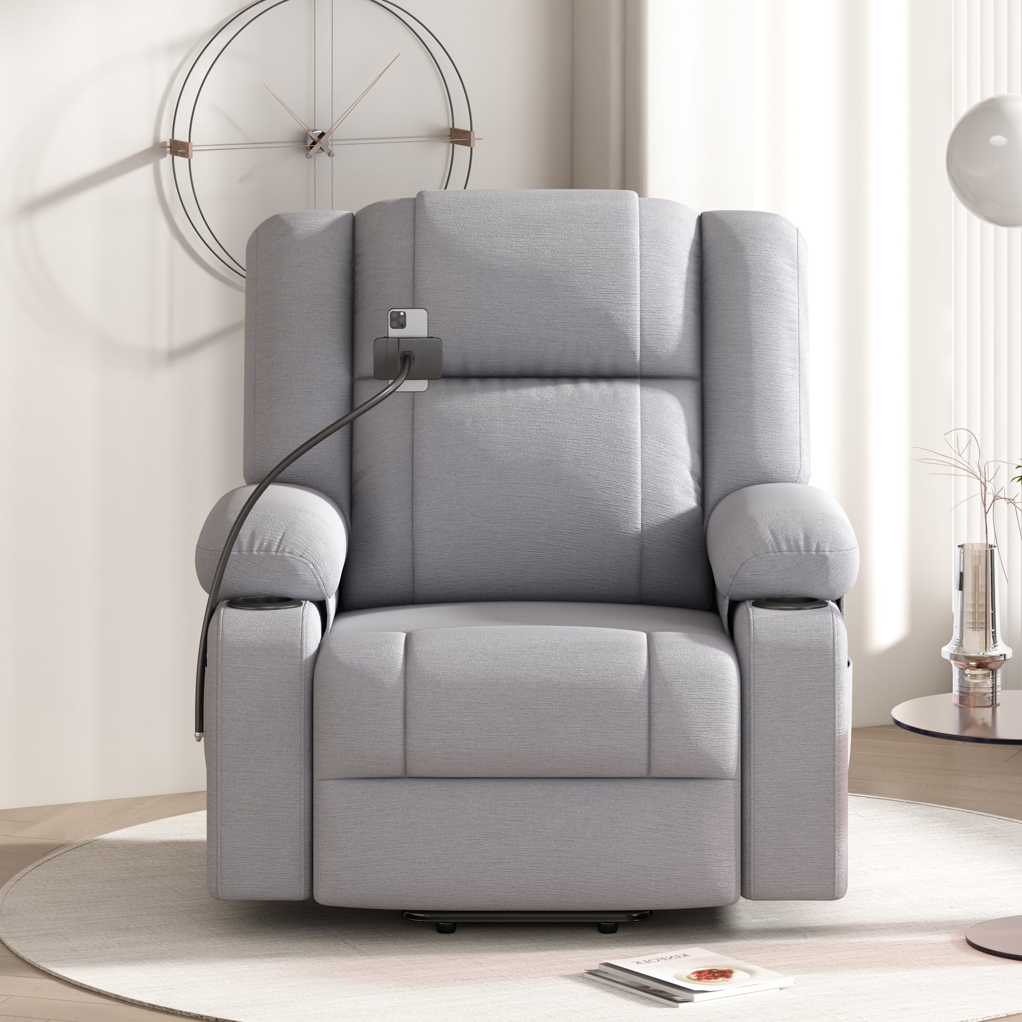 EUROCO Power Lift Recliner Chair, Chenille Recliners for Elderly ...