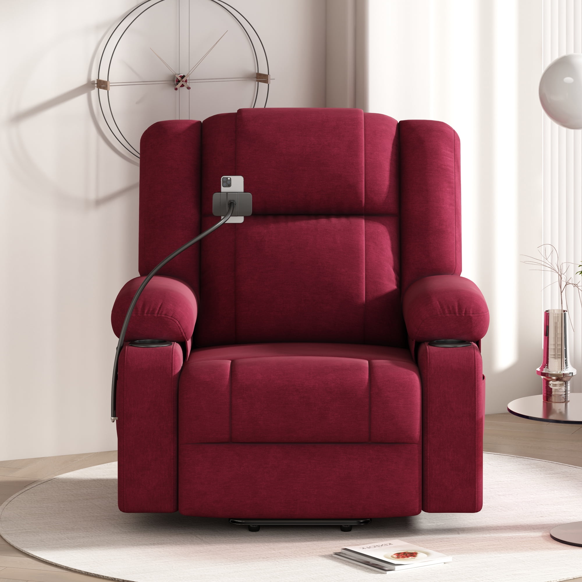 EUROCO Power Lift Recliner Chair, Chenille Recliners for Elderly