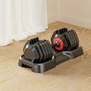 EUROCO Sec-Fast Adjustable Dumbbell 10-Level Weight 10/15/20/25/30/35/40/45/50/55 Adjustable Dumbbell, 10-in-1 with Anti-Slip Metal Handle, ABS and Steel(Q235),55LB,Single