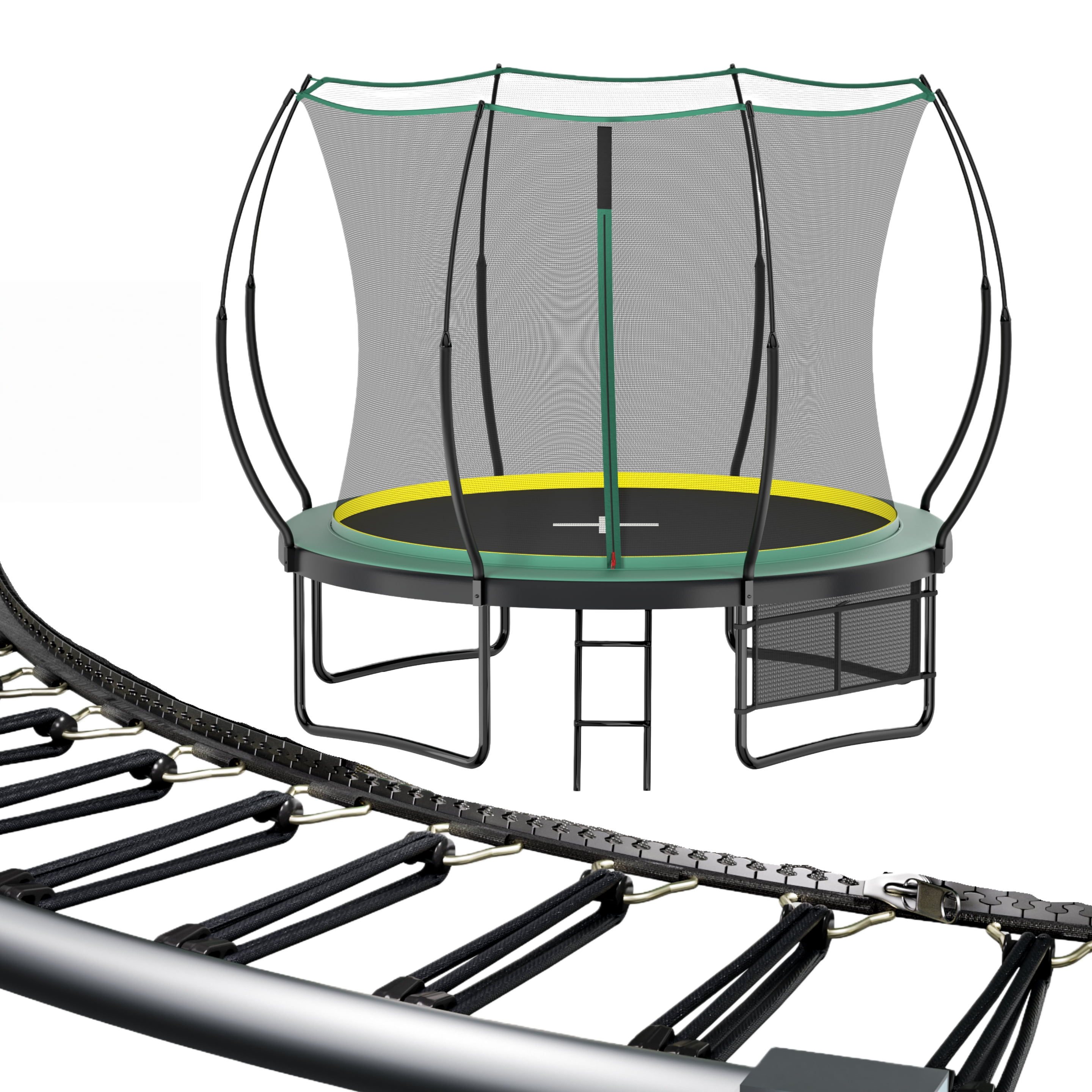 EUROCO 1500LBS Springfree 10FT Trampoline with Ladder and Storage Bag for Kids and Adults, No Gap Outdoor Trampoline for Backyard