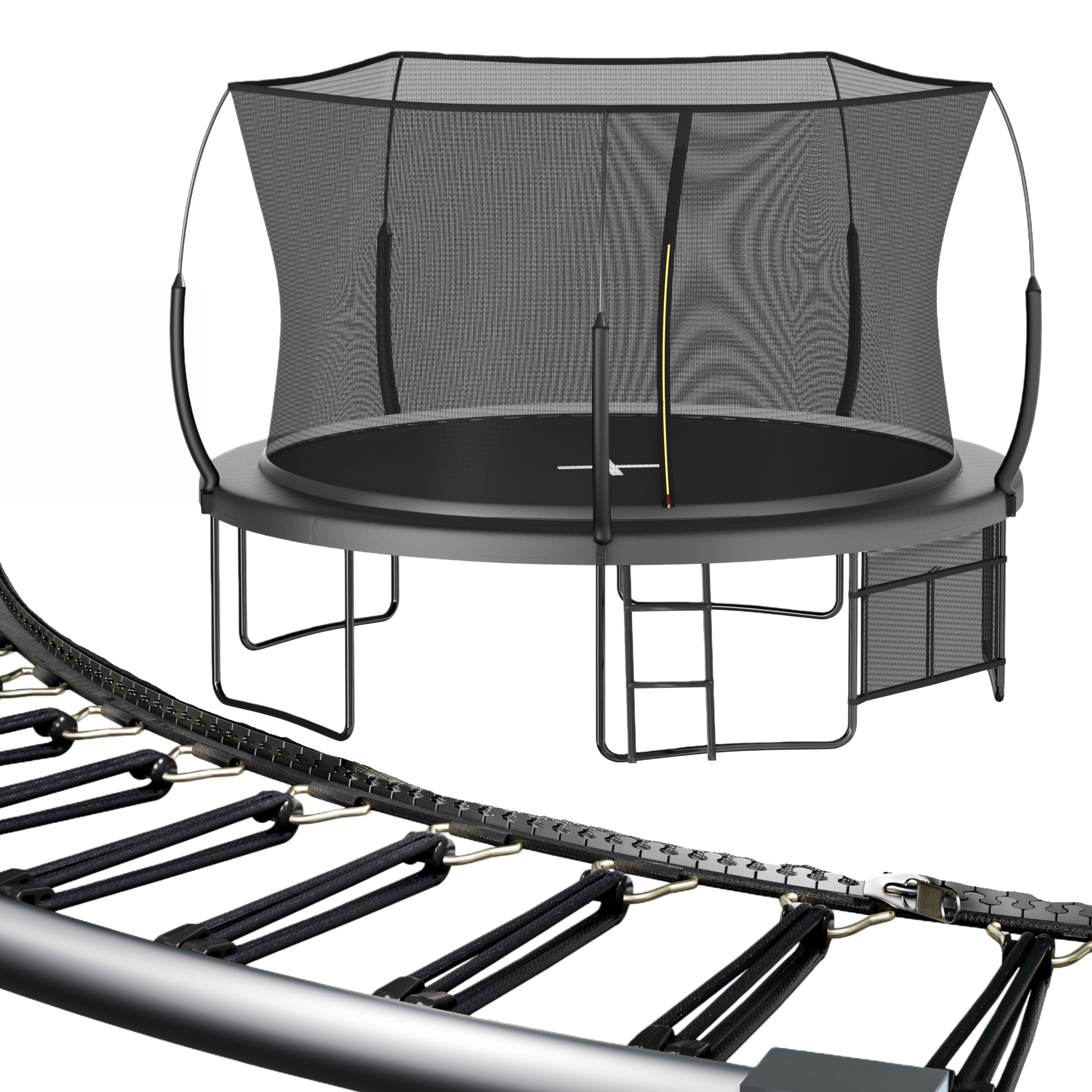 EUROCO 1500LBS Springfree 12FT Trampoline with Ladder and Storage Bag for Kids and Adults, No Gap Outdoor Trampoline for Backyard
