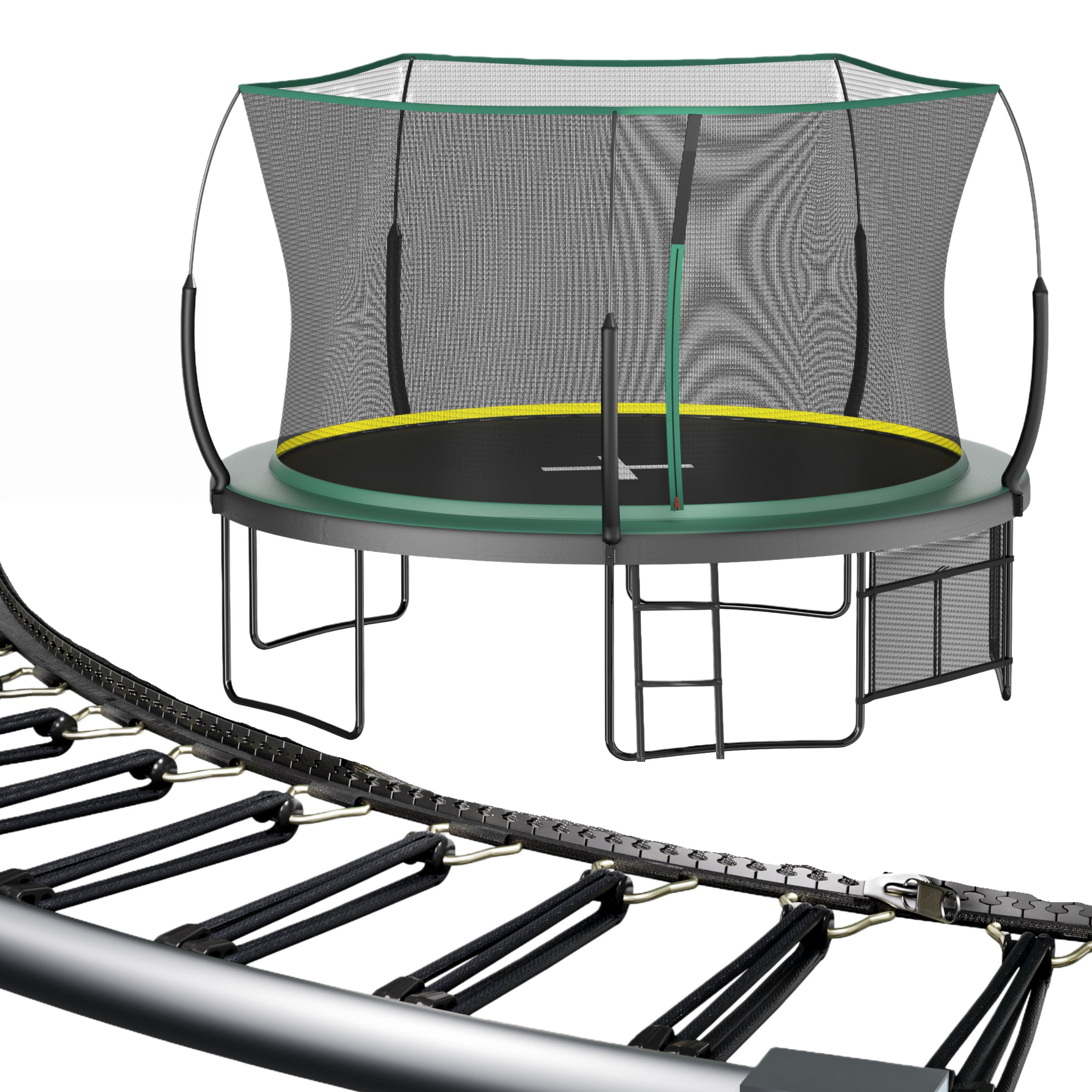 EUROCO 1500LBS Springfree 12FT Trampoline with Ladder and Storage Bag for Kids and Adults, No Gap Outdoor Trampoline for Backyard