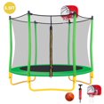 thumbnail image 1 of EUROCO 65" Trampoline for Kids - 5.5FT Outdoor & Indoor Mini Toddler Trampoline with Enclosure, Basketball Hoop and Ball Included, 1 of 6