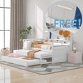 thumbnail image 1 of EUROCO Twin Platform Bed with Storage Shelf, Convertible Daybed with Night Light and USB Charging, 3 Beds in One, White, 1 of 20