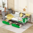 thumbnail image 1 of EUROCO Twin Size Daybed with Desk and Green Leaf Shelf and Drawers for Kids, Antique Gray, 1 of 15