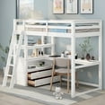 thumbnail image 1 of EUROCO Twin Size Loft Bed with Desk and Shelf, White, 1 of 11