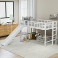 thumbnail image 1 of EUROCO Twin Size Loft Bed with Slide, High Profile Sturdy Wood Kids TeensStorage Bed, No Box Spring Needed, White, 1 of 10