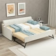 thumbnail image 1 of EUROCO Twin Size Upholstery Daybed with Trundle Bed, Wood Sofa Bed, Beige, 1 of 12