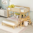 thumbnail image 1 of EUROCO Twin over Full Bunk Bed with Desk and Drawers for Kids Teens, Natural, 1 of 14