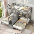 thumbnail image 1 of EUROCO Twin over Twin & Twin Bunk Bed with Staircase and Drawers for Kids Teens Bedroom, 3-in-1 Bunk for More Kids, Storage Staircase, Gray, 1 of 11