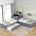 thumbnail image 1 of EUROCO Upholstery L-Shaped Twin Platform Bed with Drawers and Trundle,Square Table for Bedroom, 1 of 16