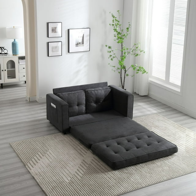 EUROCO Velvet Pull Out Sofa Bed, 3in1 Convertible Loveseat Sleeper