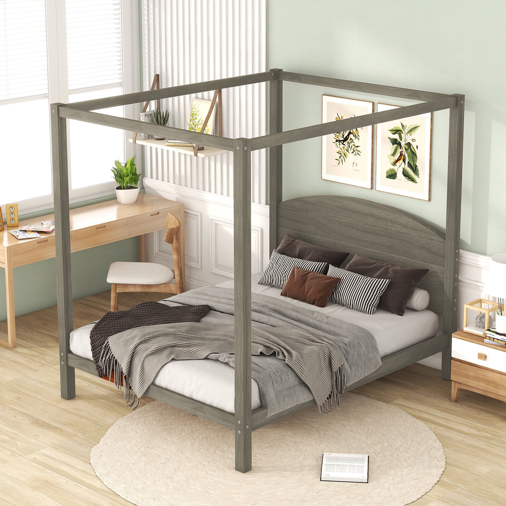 Canopy queen bunk sale bed