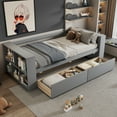 thumbnail image 1 of EUROCO Wood Twin Size Daybed with 2 Shelves and Drawers, Gray, 1 of 17