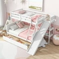 thumbnail image 1 of EUROCO Wood Twin over Full Bunk Bed with Drawers and Slide, Storage Bed with Shelves for Kids Teens Bedroom, White, 1 of 12