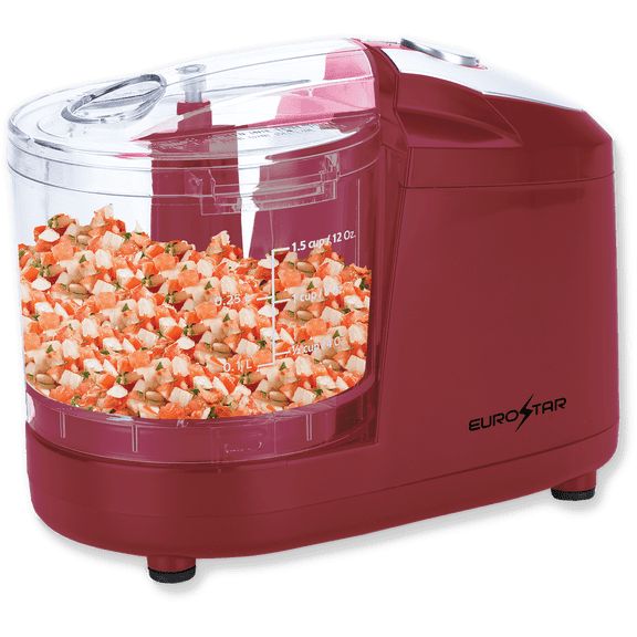 EUROSTAR EC501R 1.5 Cup One Touch Electric Mini Food Chopper, Red