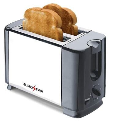 EUROSTAR ET720B 2-Slice Stainless Steel Toaster, Black