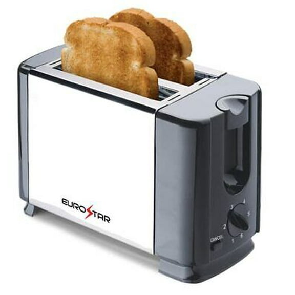 EUROSTAR ET720B 2-Slice Stainless Steel Toaster, Black