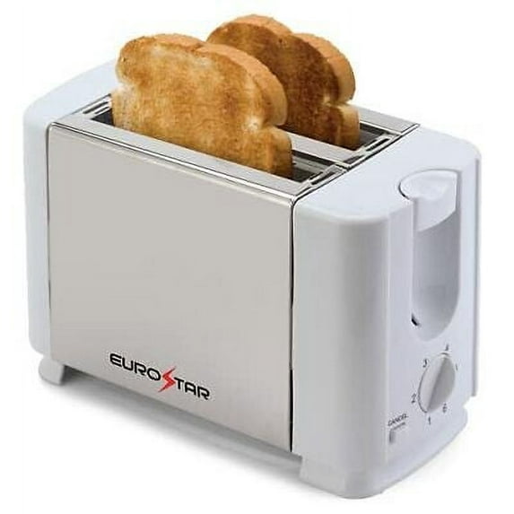 EUROSTAR ET722W 2-Slice Stainless Steel Toaster, White