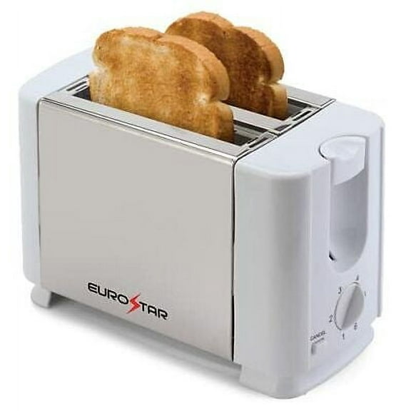 EUROSTAR ET722W 2-Slice Stainless Steel Toaster, White