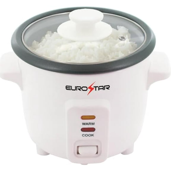 EUROSTAR RC603 3-Cup Rice Cooker, White