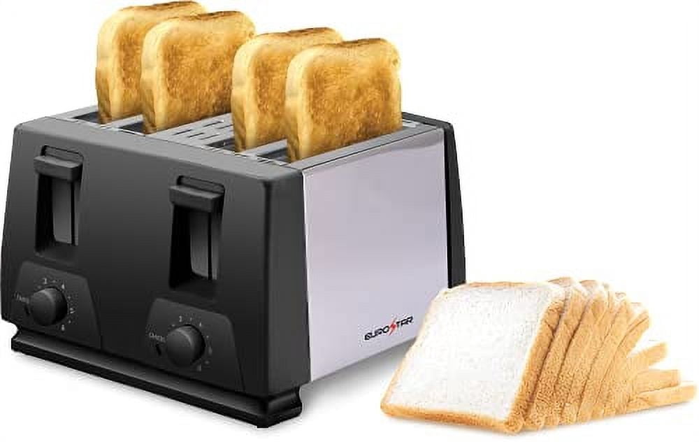 EUROSTAR ET740B 4-Slice Stainless Steel Toaster, Black