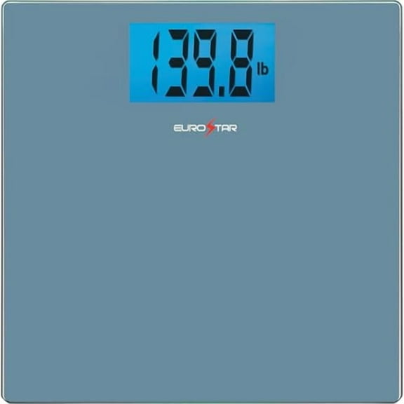 EUROSTAR Digital Glass Bathroom Scale, Spa Blue