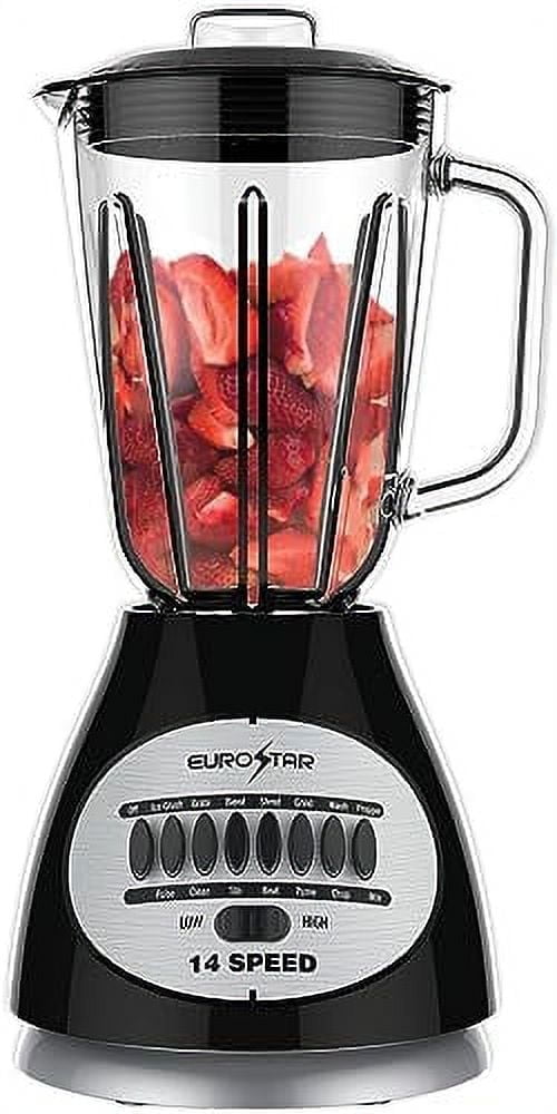 EUROSTAR EBL920GBK 450W 14-Speed Glass Jar Blender, Black