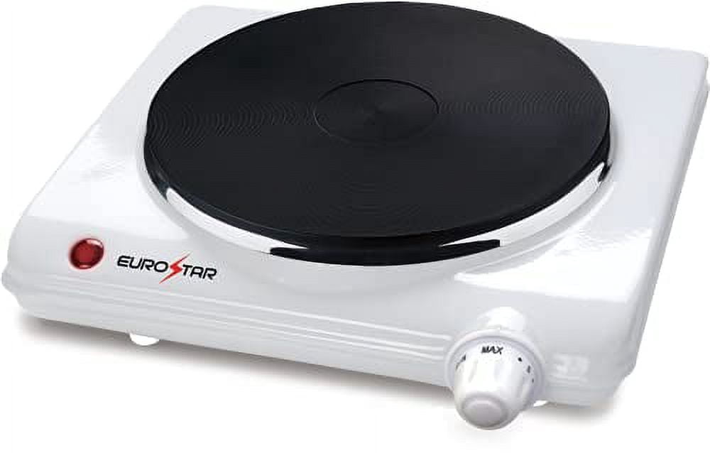 EUROSTAR ES131W 1000W Single Burner with Cast-Iron Flat Plate, White