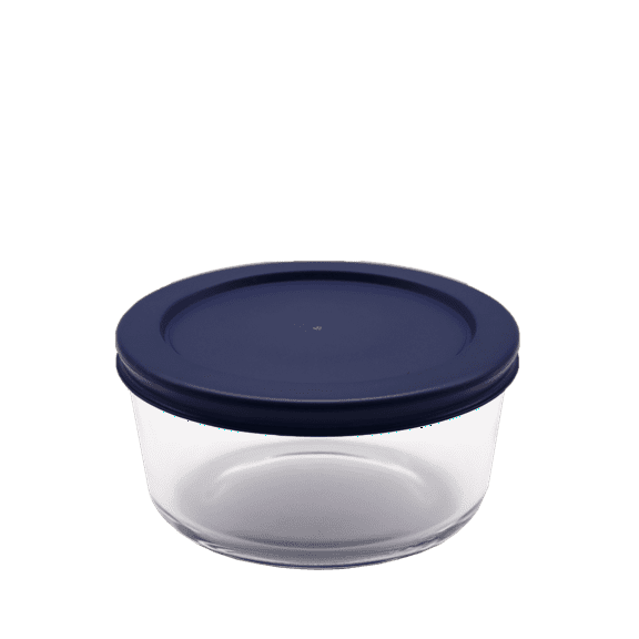 EUROSTAR GS2CA 2-Cup Round Glass Food Storage Container with Blue Lids