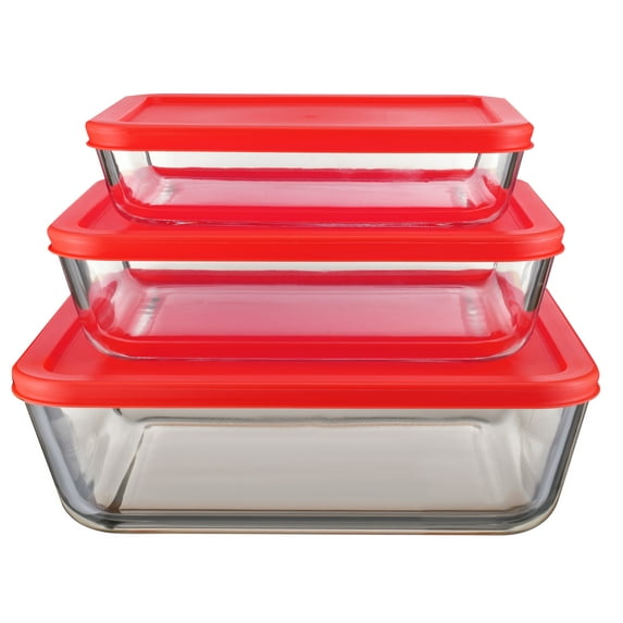 EUROSTAR GS3611RCTR 6 Piece Glass Food Storage Container Set with Lids