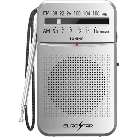 EUROSTAR ICFS220S PORTABLE AM/FM RADIO, SILVER