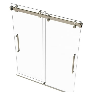 EUROTECH SHOWERS MONACO 56.5-60" W x 78" High Twinglide Frameless Shower Door 3/8" Clear Tempered Glass (Brushed Nickel)