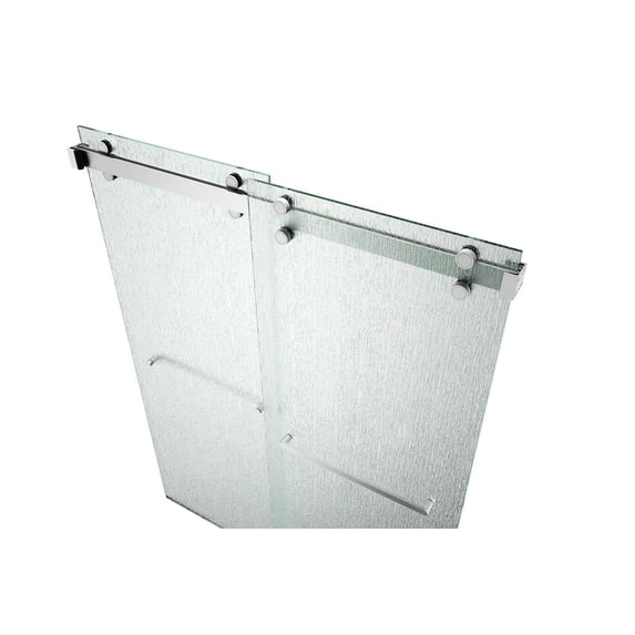 EUROTECH SHOWERS Monaco 56.5-60" W x 78" H 3/8" Twinglide Frameless Shower Door with Tempered Rain Glass (Brushed Nickel)