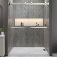 thumbnail image 1 of EUROTECH SHOWERS Twinglide VITRA-200 Frameless Shower Door 56.5-59" Width x 78" Height with 3/8" (10mm) Clear Tempered Glass (BRUSHED NICKEL DOUBLE TOWEL BARS), 1 of 4