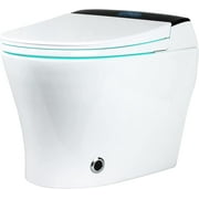 EUROTO One-Piece Dual Flush, Integrated Bidet and Toilet, Luxury Auto Open and Close Lid Heated Seat, Warm Dryer and Air Deodorizer, White, Foot Feel Flip Flap Smart Toilet 2022 Model