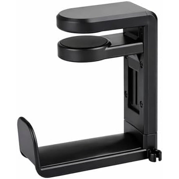 EURPMASK Rotating Headphone Stand - PC Gaming Headset Holder, Adjustable Clamp-on Under Desk Hanger With 360 Degree Swivel & Cable Clip Organizer - Black