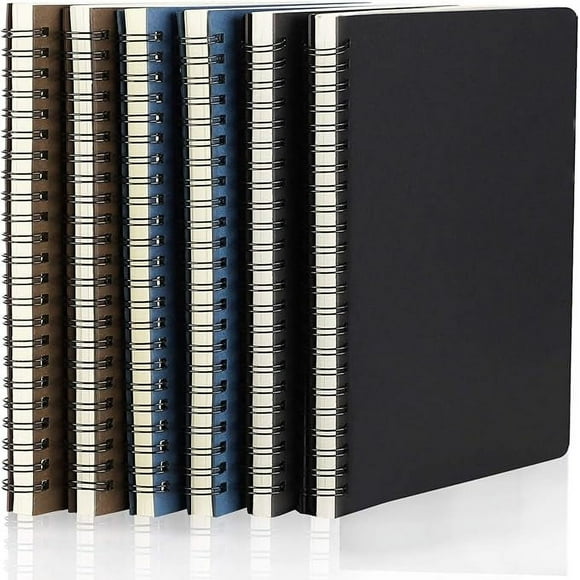 EUSOAR Spiral Lined Notebook, A5 6 packs 5.5"X8.3" 120 Pages Lined Travel Writing Notebooks Journal, Memo Notepad Sketchbook, Students College Office Business Subject Diary Ruled Book-3 Colors