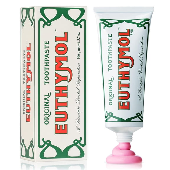 EUTHYMOL Original Pink Toothpaste 3.7fl oz/Pack of 1 - Fluoride-Free Toothpaste for Sensitive Teeth & Gum. Bad Breath, Cavity Prevention, 12-Hour Long Lasting Freshness with Wintergreen