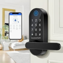 Euukaitary Fingerprint Door Knob, Keyless Entry Door Lock, Smart Locks for Front Door & Bedroom, Built-in WiFi, App Remote Control, Digital Keypad Code Unlock with Handle, Auto-Lock